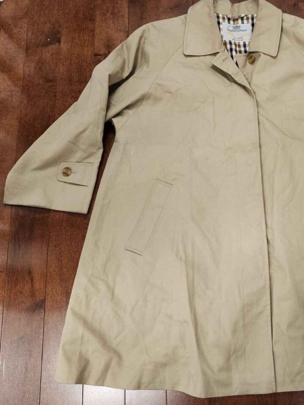 Aquascutum men's beige cotton trench coat